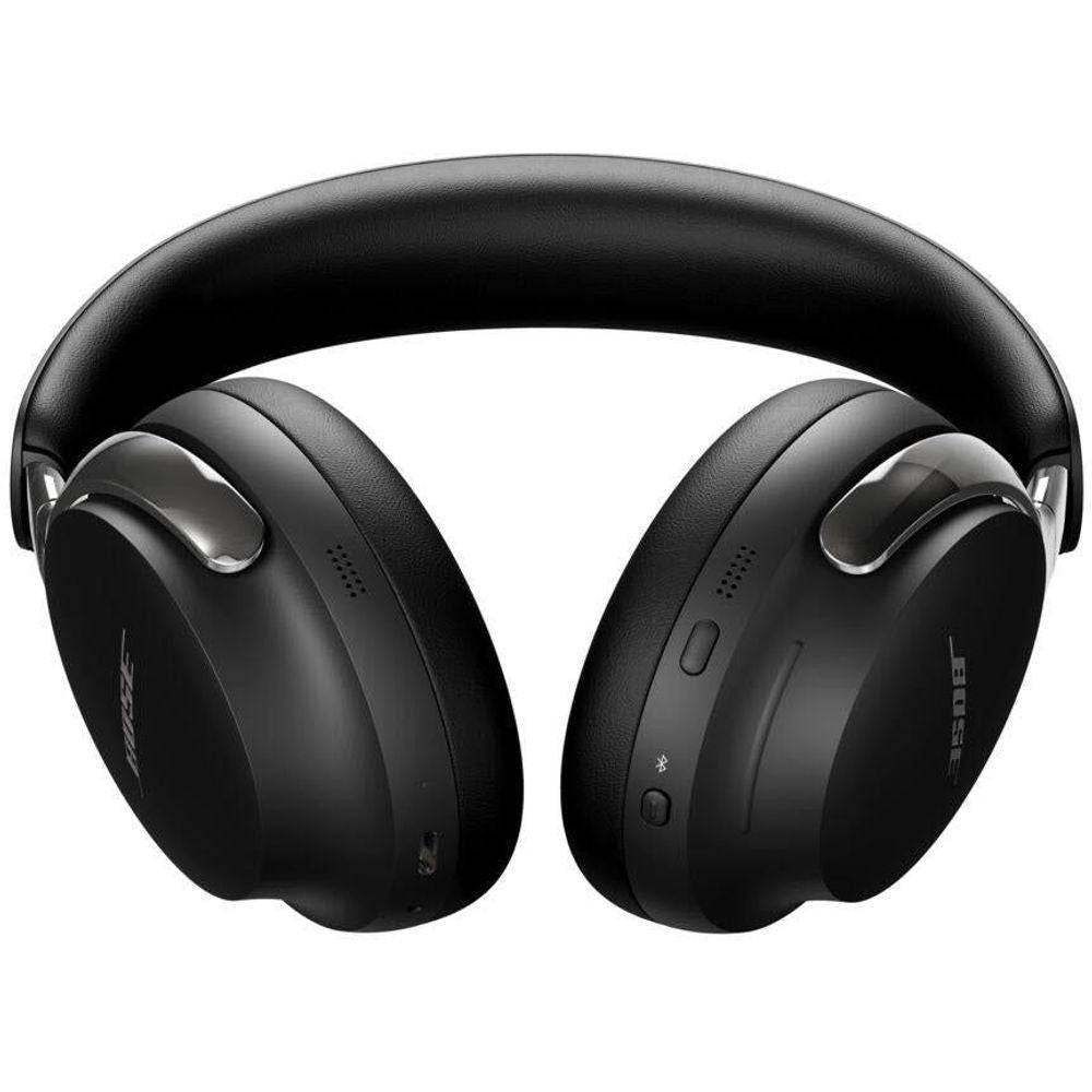 Black Bose QuietComfort Ultra over-ear headphones, front with control buttons