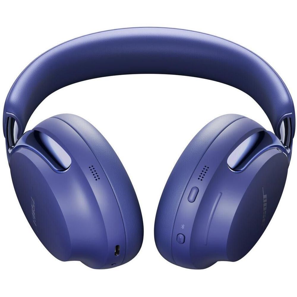 Midnight violet over-ear noise-cancelling headphones, close front view