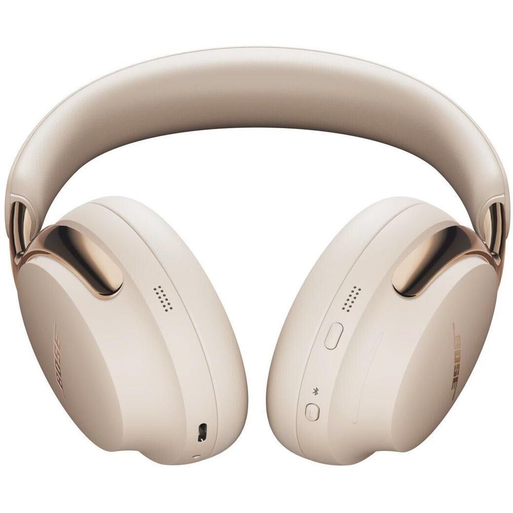 Bose QuietComfort Ultra over-ear headphones in Driftwood Sand, close front view