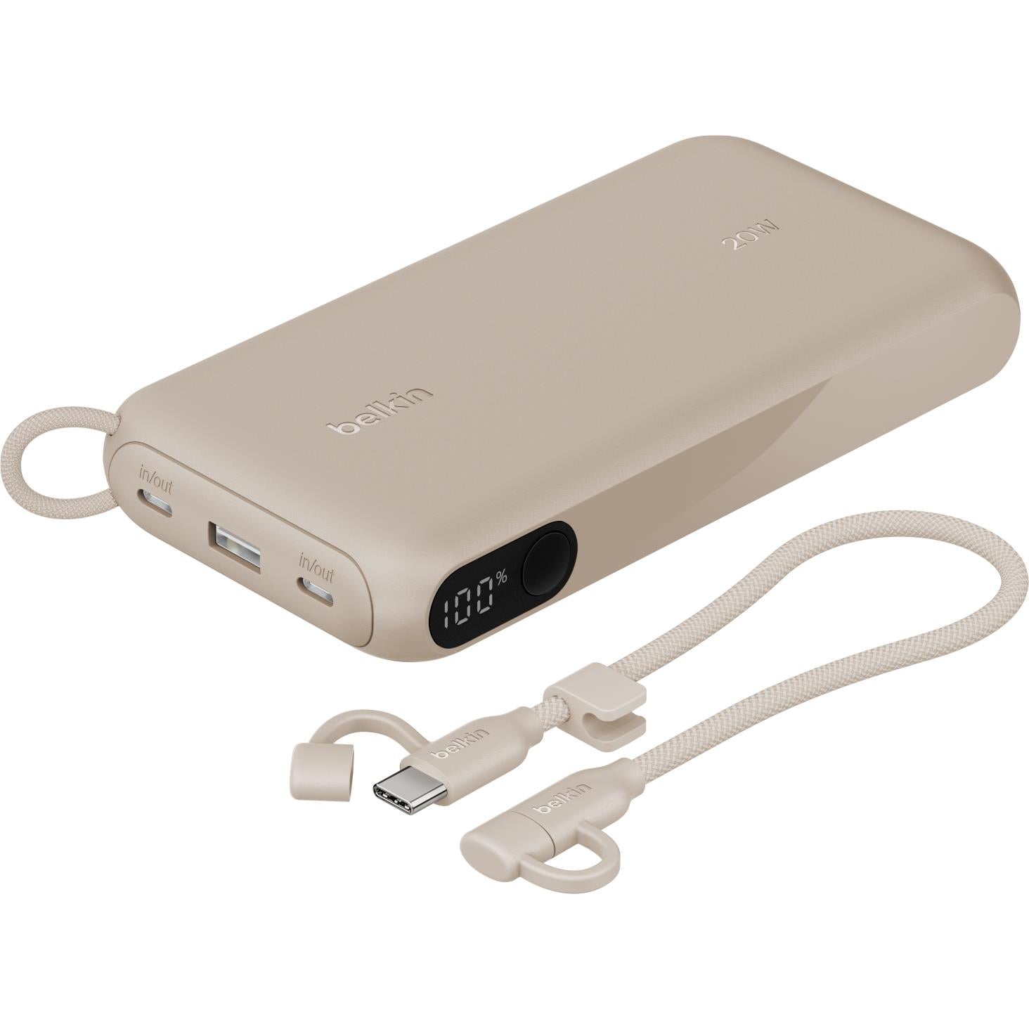 BELKIN BoostCharge Power Bank with Display [20K] (Sand)