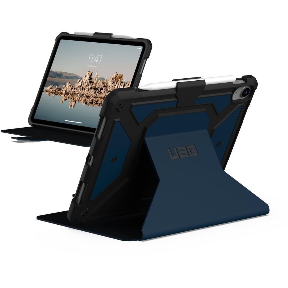 UAG Metropolis SE iPad case with blue back and black kickstand cover