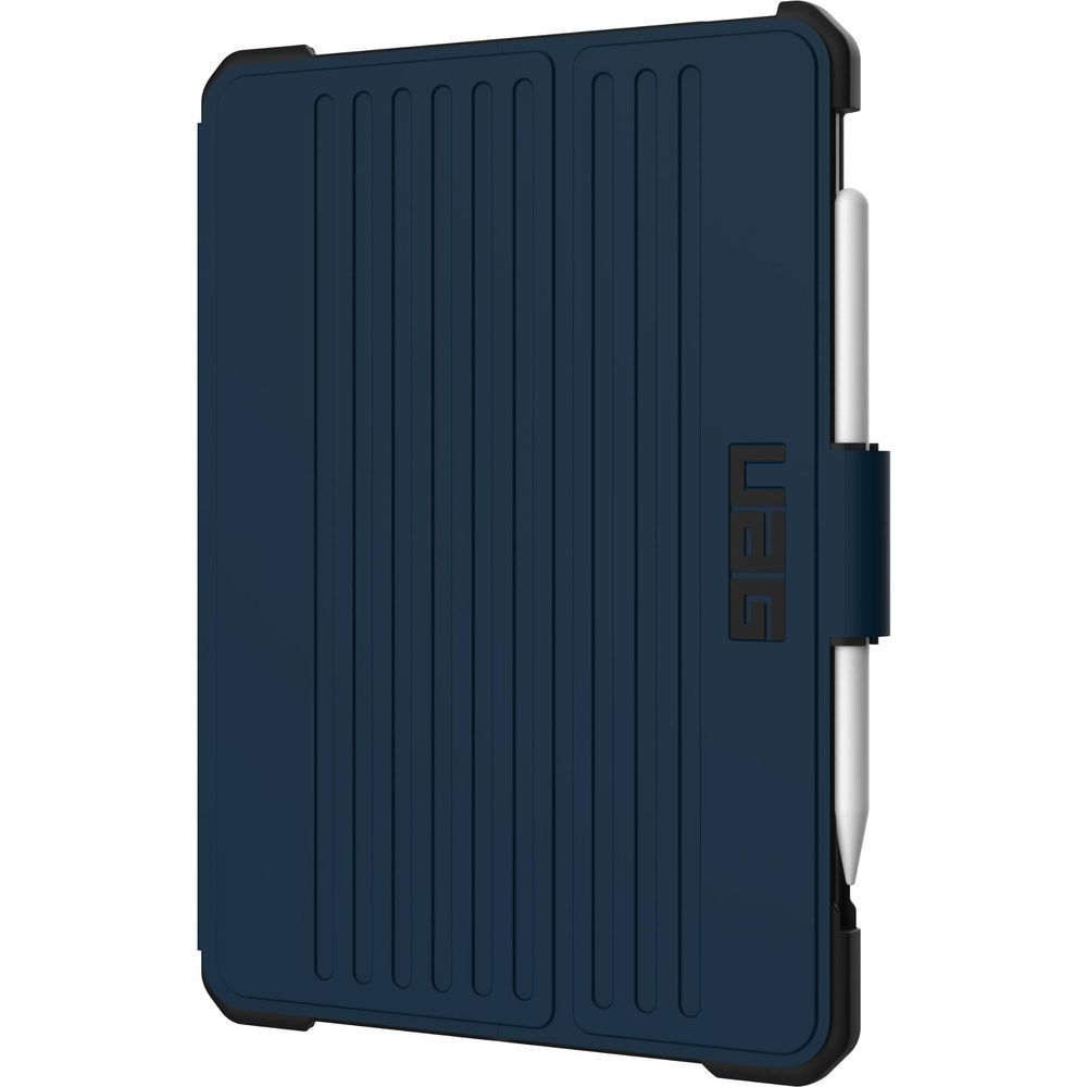 UAG Metropolis SE iPad case back panel, blue with textured grip and logo