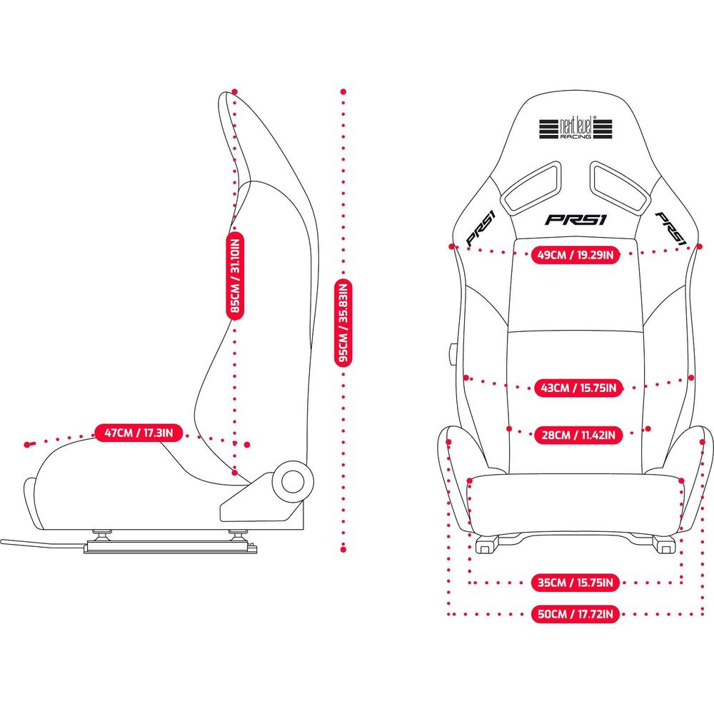 Next Level Racing PRS1 Performance Reclining Seat (Grey/Black)