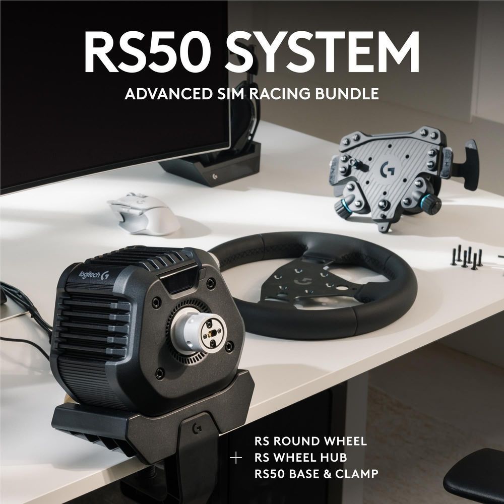 RS50 system bundle with round wheel, RS wheel hub, base, and clamp in black