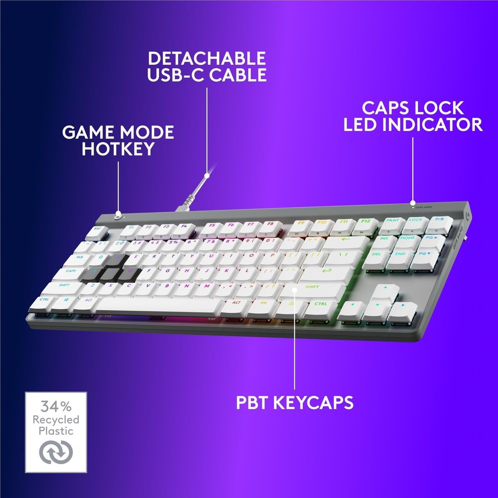 Logitech G G515 RAPID TKL Wired Gaming Keyboard (White)