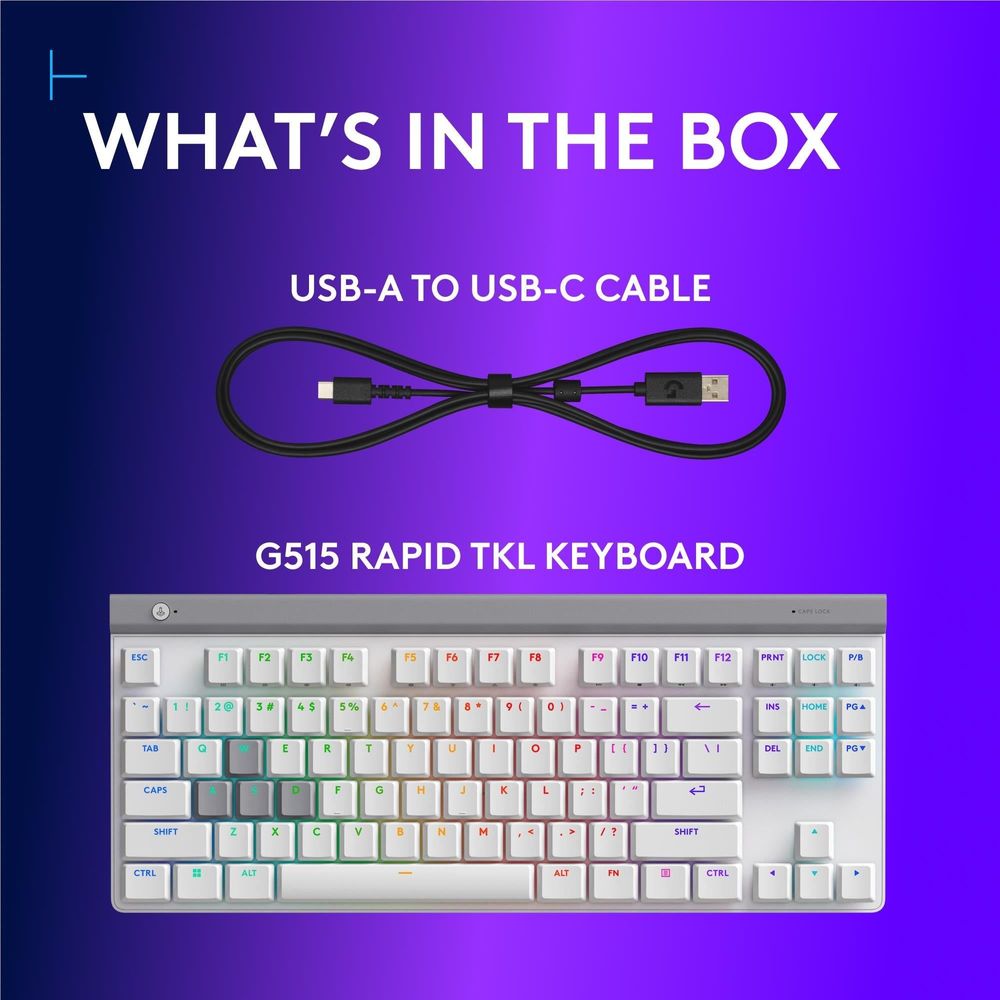Logitech G G515 RAPID TKL Wired Gaming Keyboard (White)