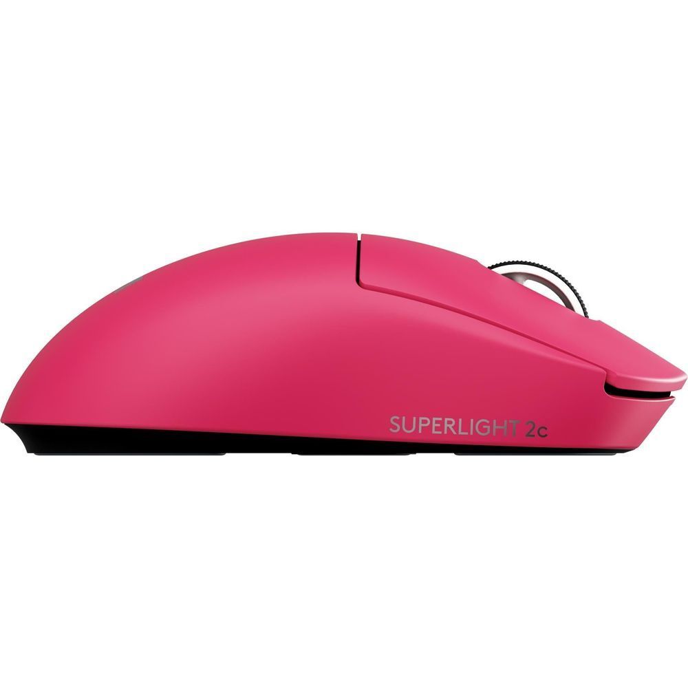 Magenta wireless gaming mouse side view with “SUPERLIGHT 2c” marking.