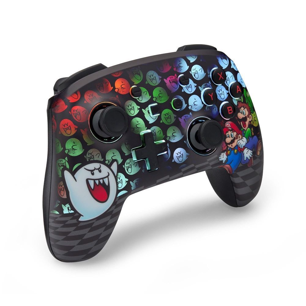 Wireless game controller for Nintendo Switch, multicolor ghost pattern, black grips