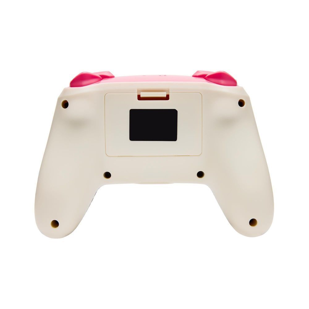 White controller back with red grip pads and small ports, Nintendo Switch wireless.