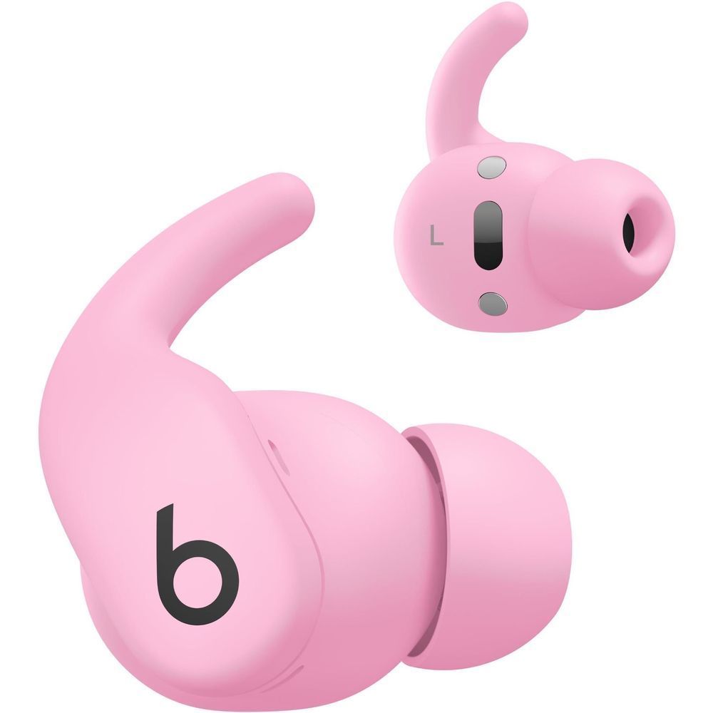 Pink earbud with L marking and small sensor openings