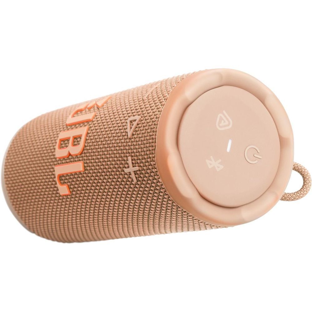 Portable JBL compact speaker angled view showing JBL logo and control panel