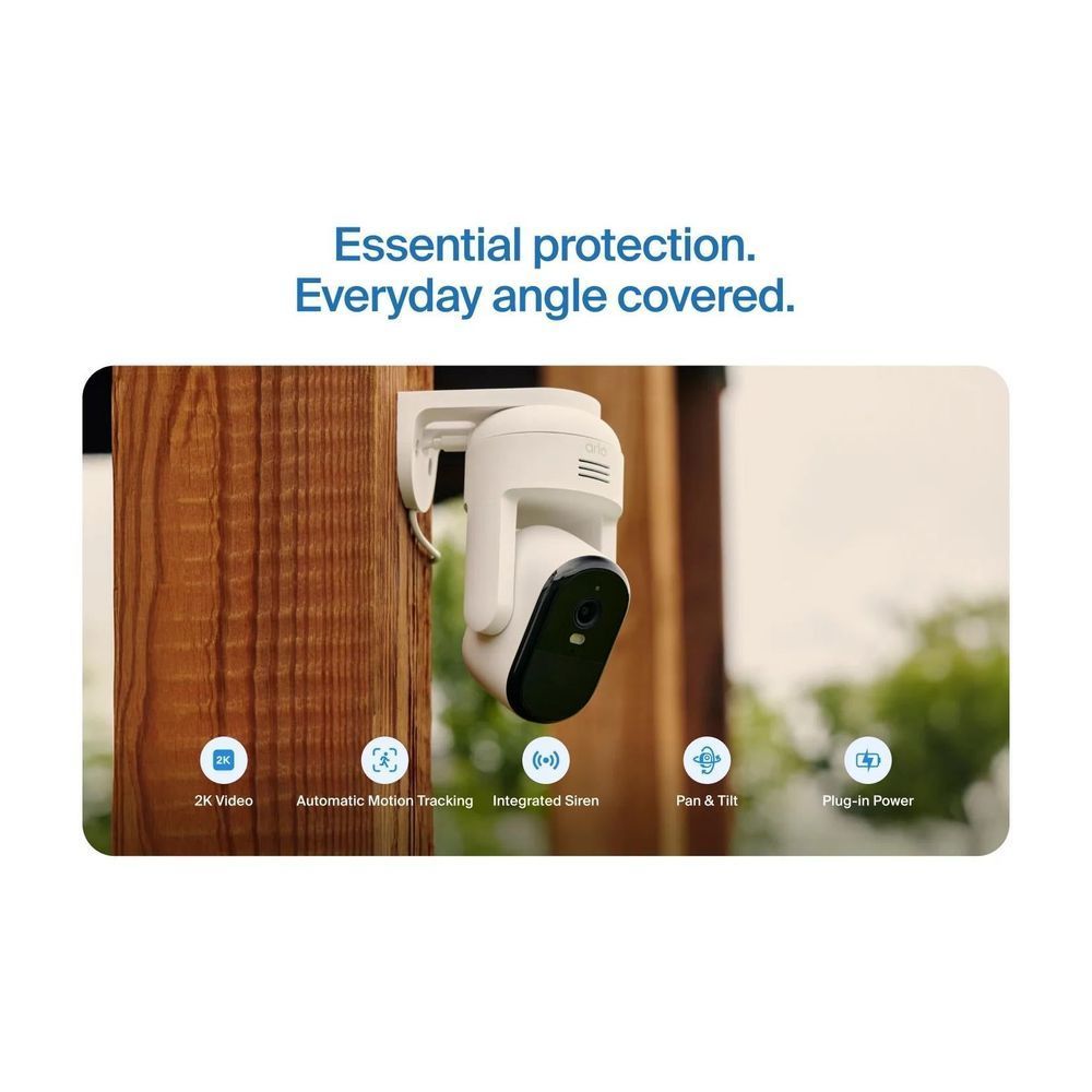 Arlo Essential Pan Tilt 2K Outdoor Plug-In Security Camera
