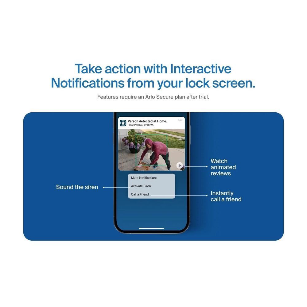 Outdoor security camera app notification screen on a smartphone lock screen