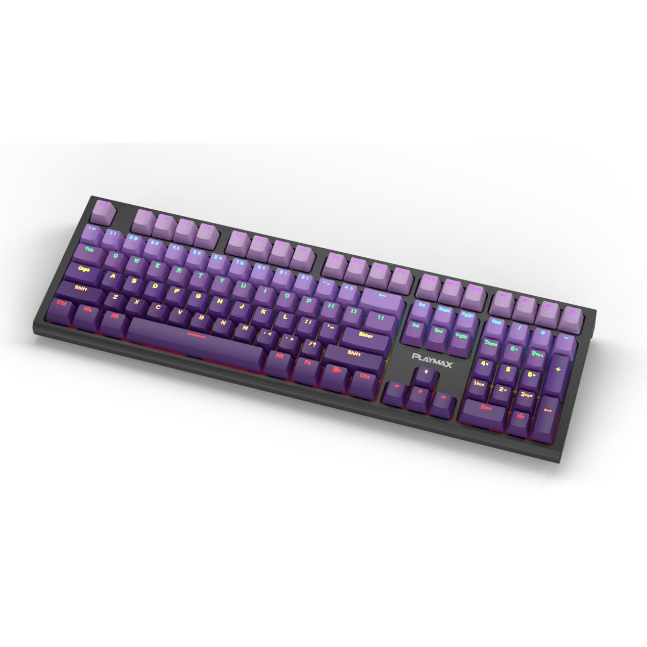 Playmax PRO RGB Mechanical Gaming Keyboard (Black) [Bonus Purple Key Caps]