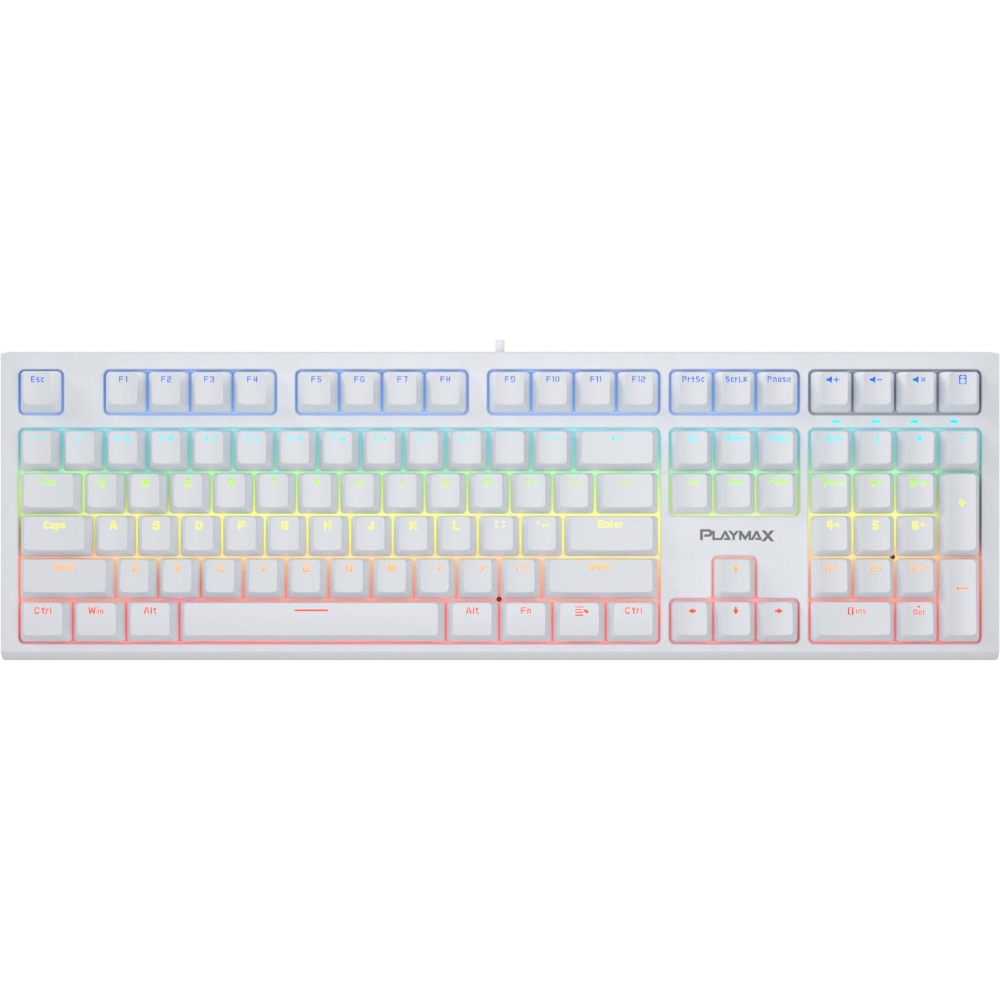 Playmax PRO RGB Mechanical Gaming Keyboard (White) [Bonus Blue Key Caps]