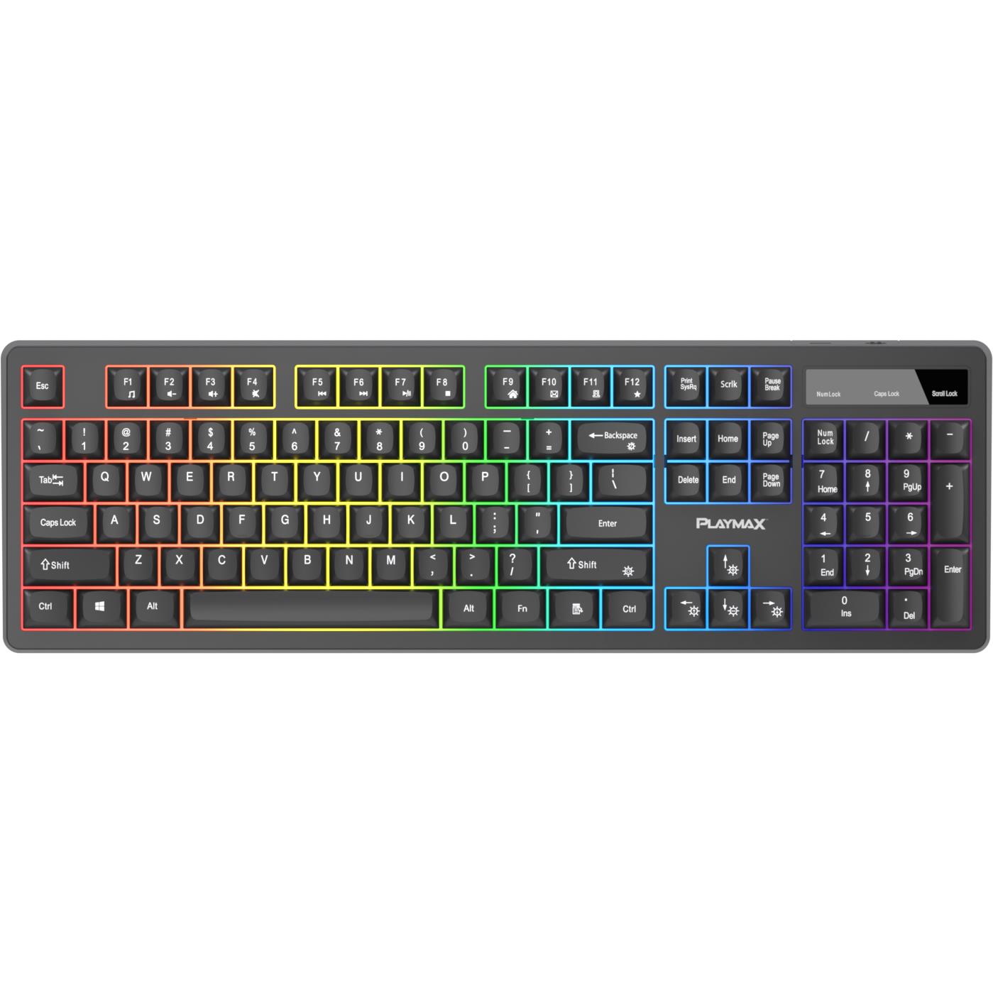 Playmax Black RGB Membrane Gaming Keyboard (Black)