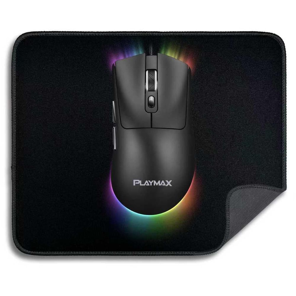 Playmax RGB Gaming Mouse and Mouse Mat Combo (Black)