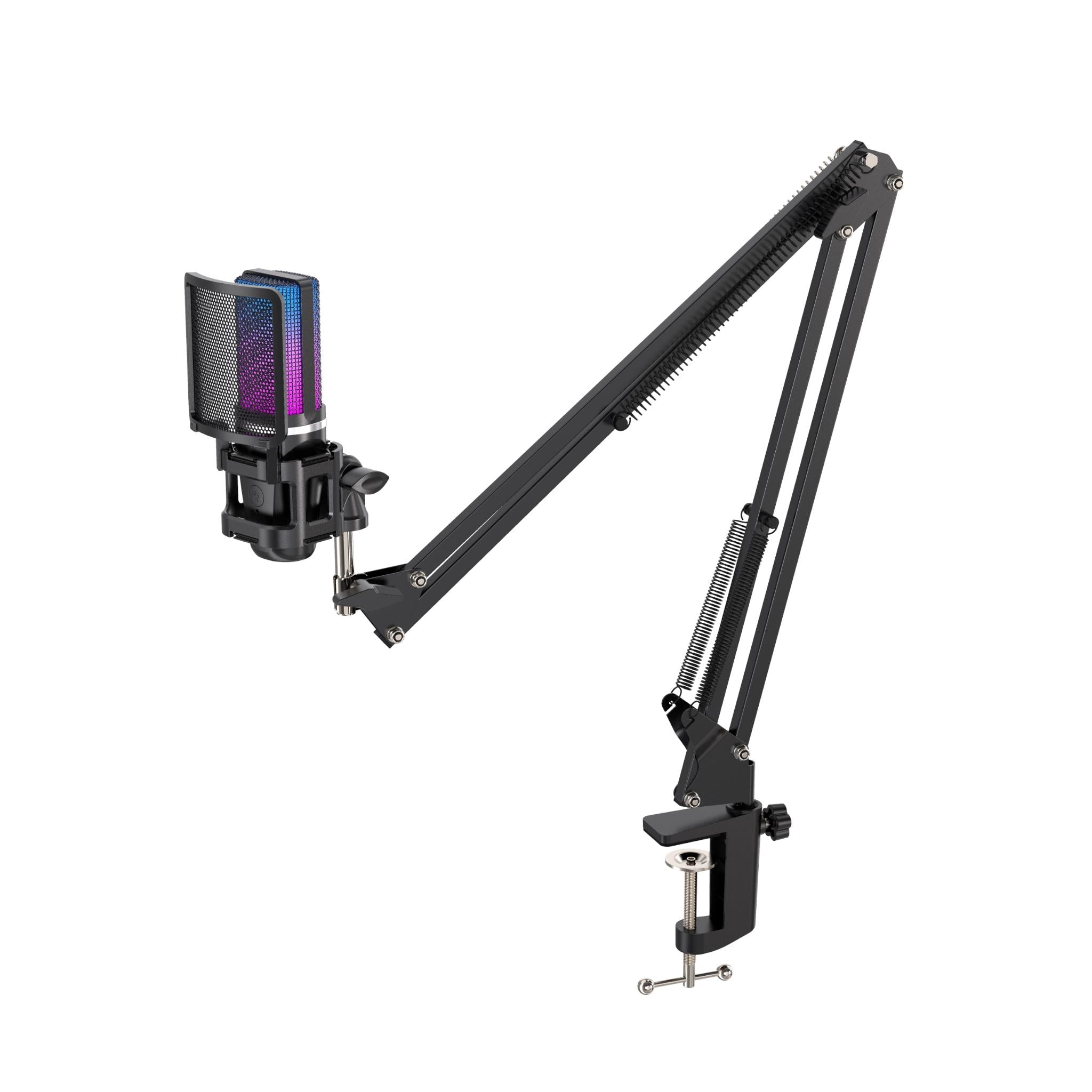 Playmax RGB Microphone with Arm and Tripod (Black)