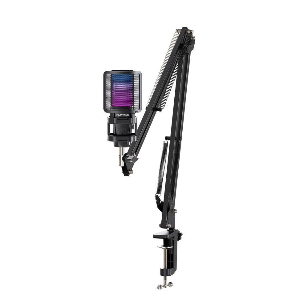Playmax RGB Microphone with Arm and Tripod (Black)