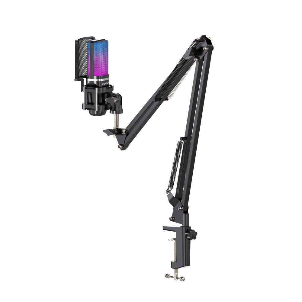 Playmax RGB Microphone with Arm and Tripod (Black)