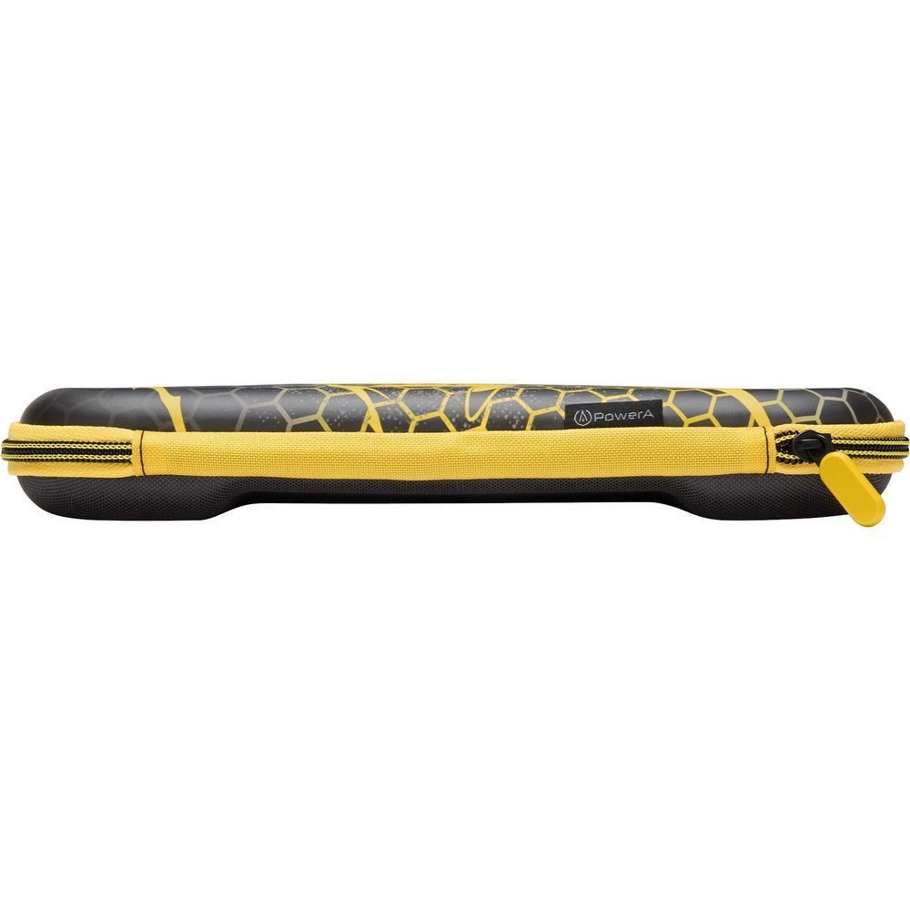 Slim Switch case side view with yellow piping and Pikachu hexagon artwork