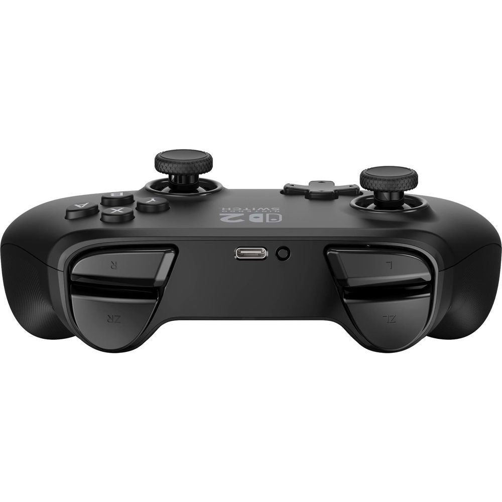 Black controller top/front view with dual triggers, thumbsticks, and control buttons