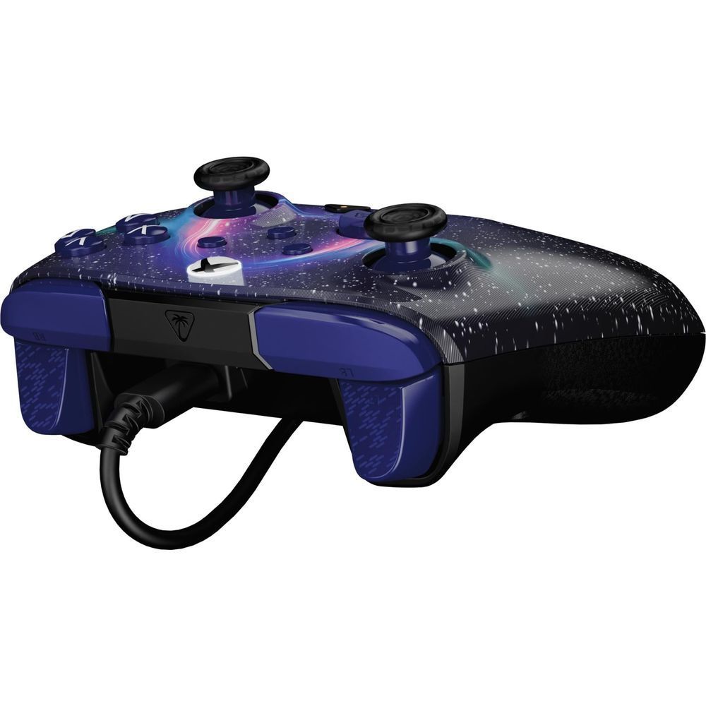 Galaxy wired gaming controller top view with dual analog sticks, Xbox buttons, and wired cable