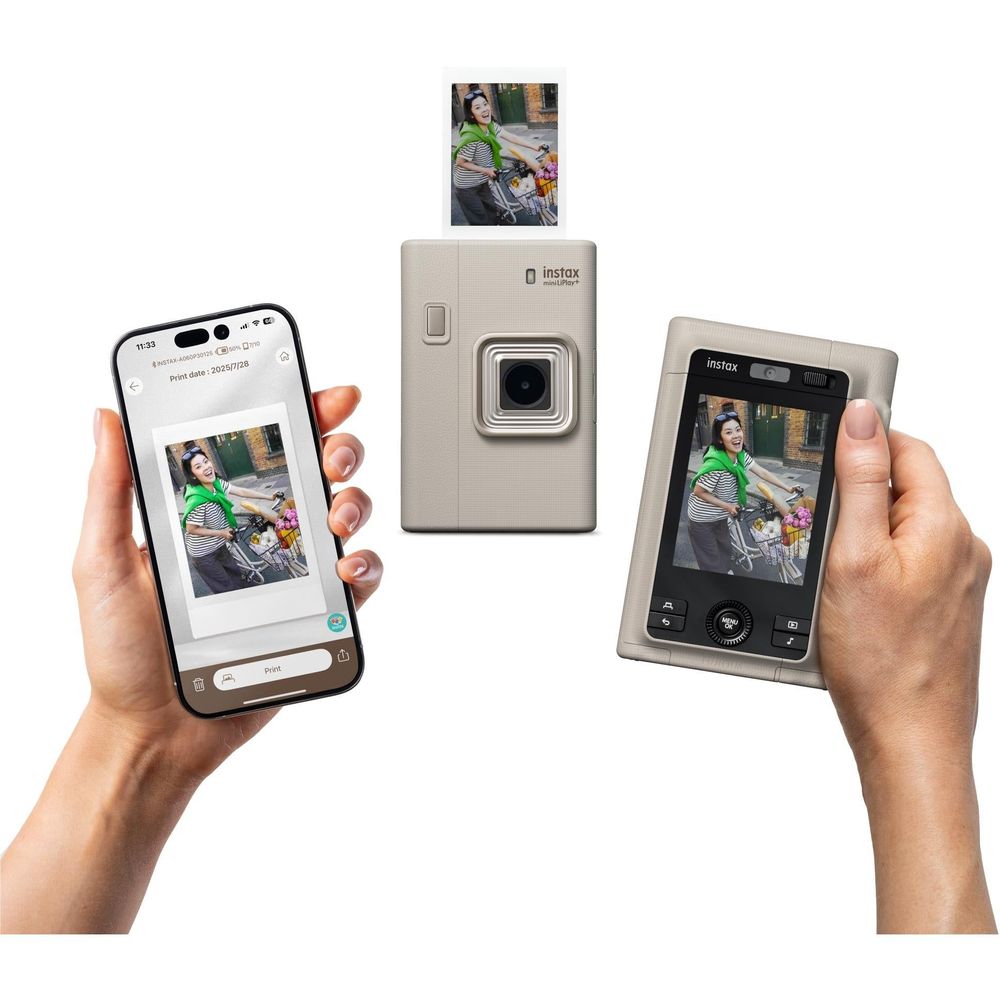 Fujifilm Instax Mini LiPlay+ Instant Camera and Smartphone Printer (Sand Beige)