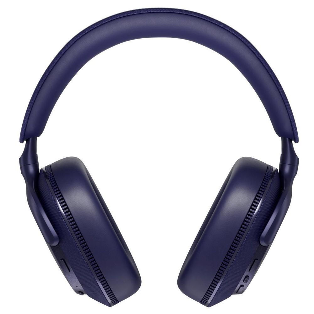 Indigo blue over-ear headphones with cushioned earcups and padded headband