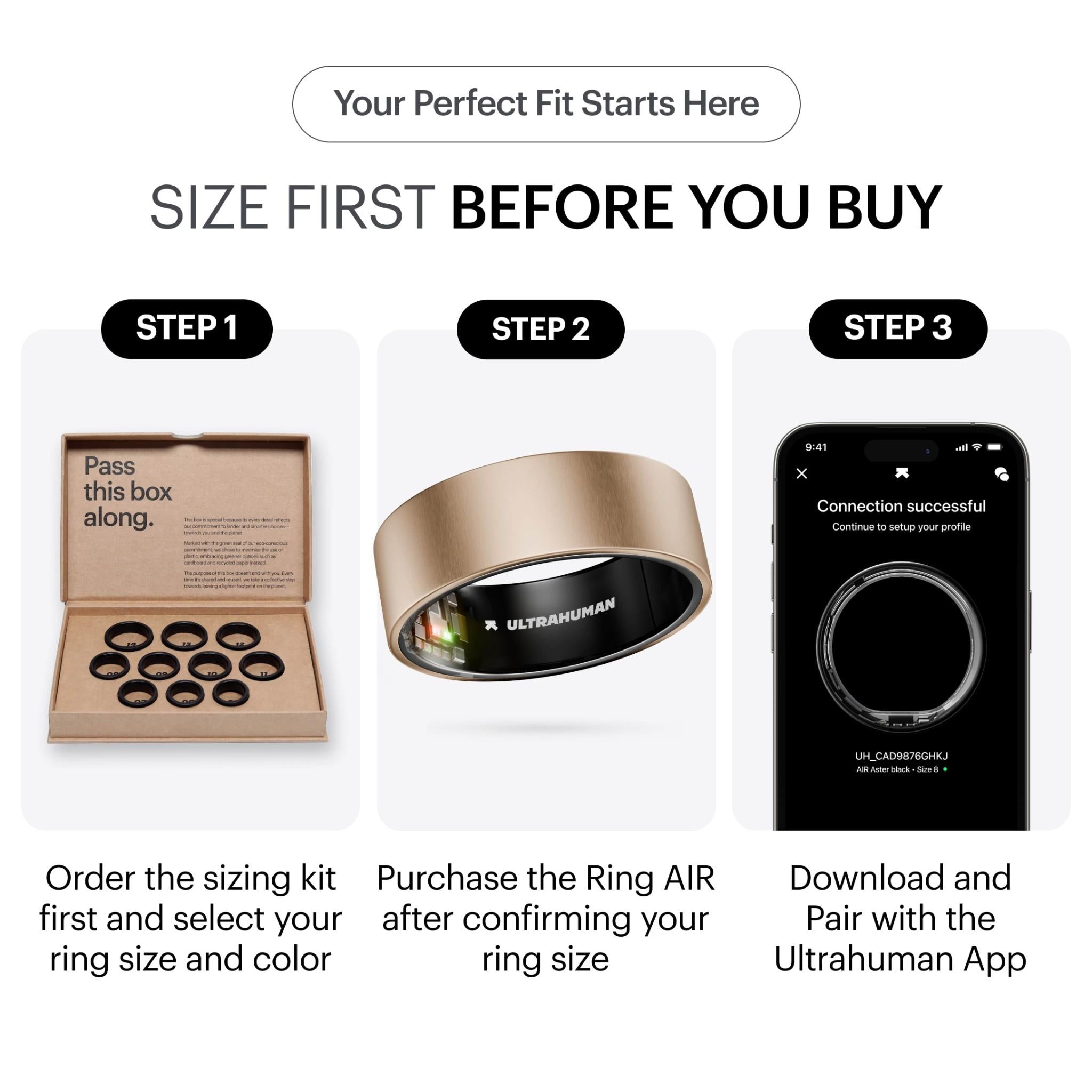 Ultrahuman Ring Air smart ring in rose gold, size 10, image 2 - Smart Rings at Tech Supply Shed NZ