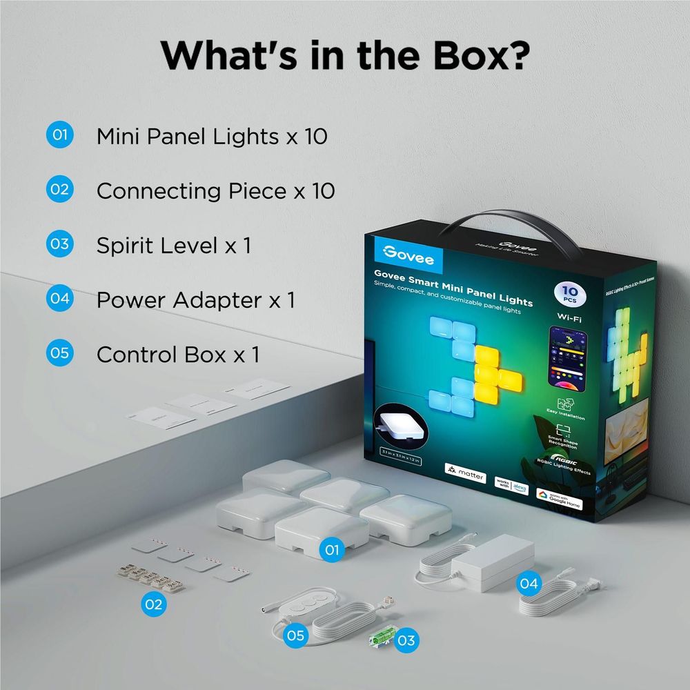 Govee Smart Mini Panel Lights (10 Pack)