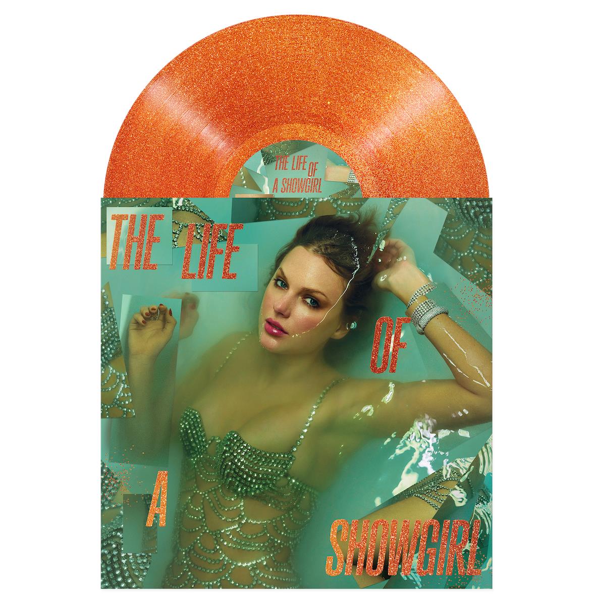 The Life Of A Showgirl (Sweat And Vanilla Perfume Portofino Orange Glitter Vinyl) - By: Taylor Swift