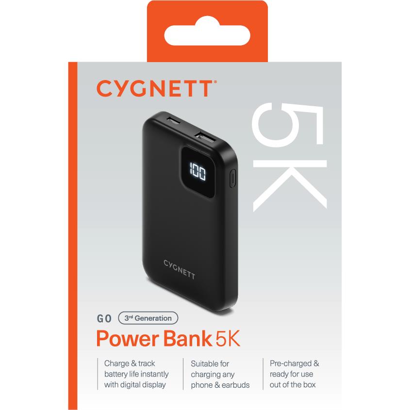Cygnett Go Gen3 Power Bank [5K] (Black)