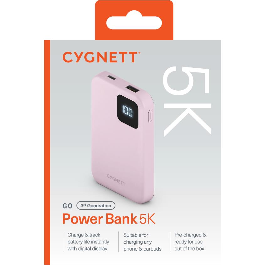 Cygnett Go Gen3 Power Bank [5K] (Transdendent Pink)