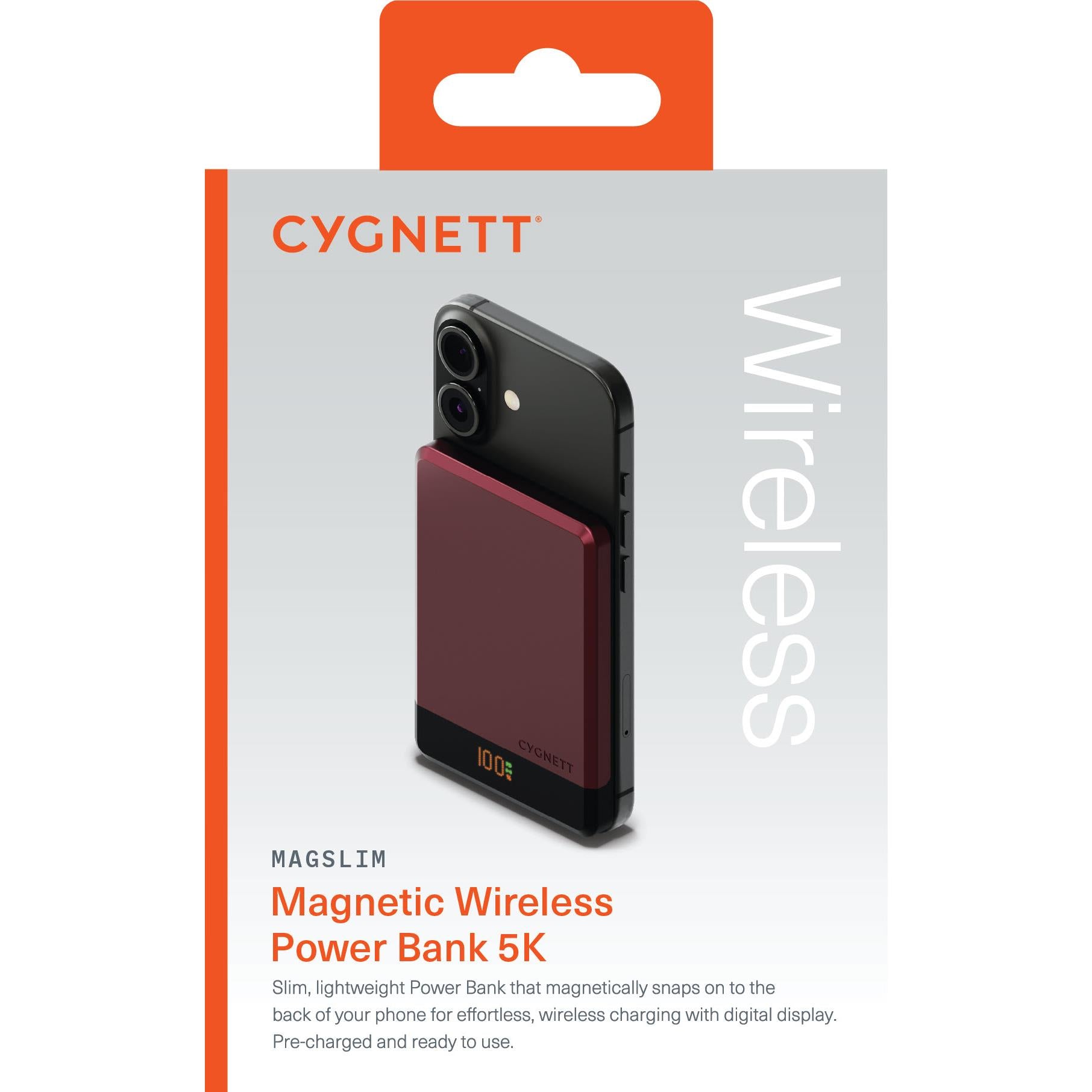 Cygnett MagSlim Magnetic Power Bank [5K] (Cherry)
