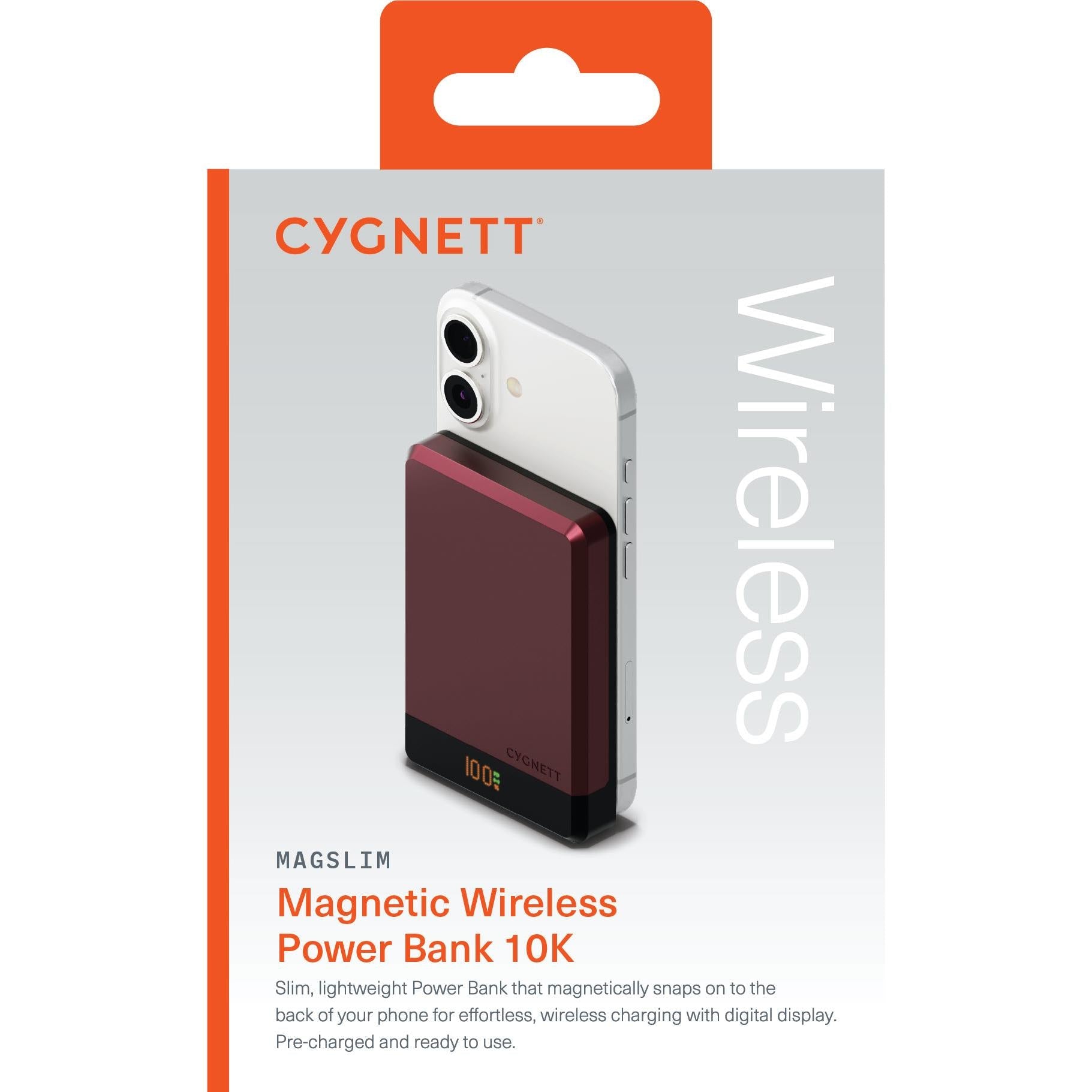 Cygnett MagSlim Magnetic Power Bank [10K] (Cherry)