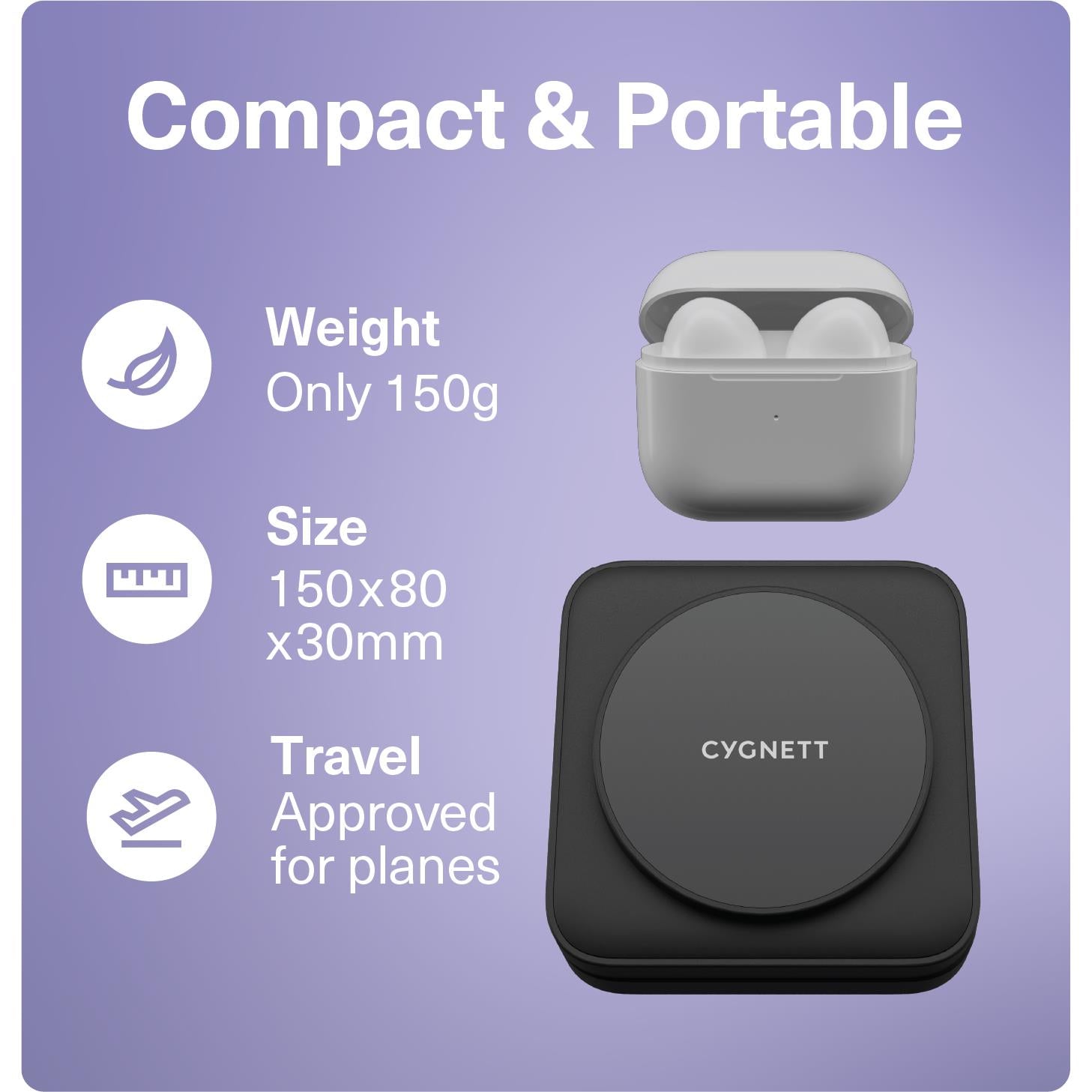 Cygnett Charge & Connect 3-in-1 Foldable Wireless Charger