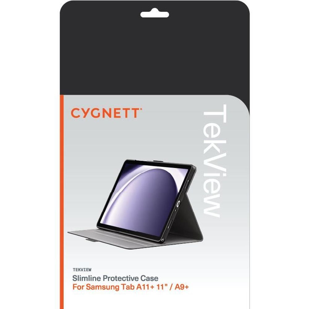 Black tablet case retail package for Samsung Tab A9+ and A11+ flip cover