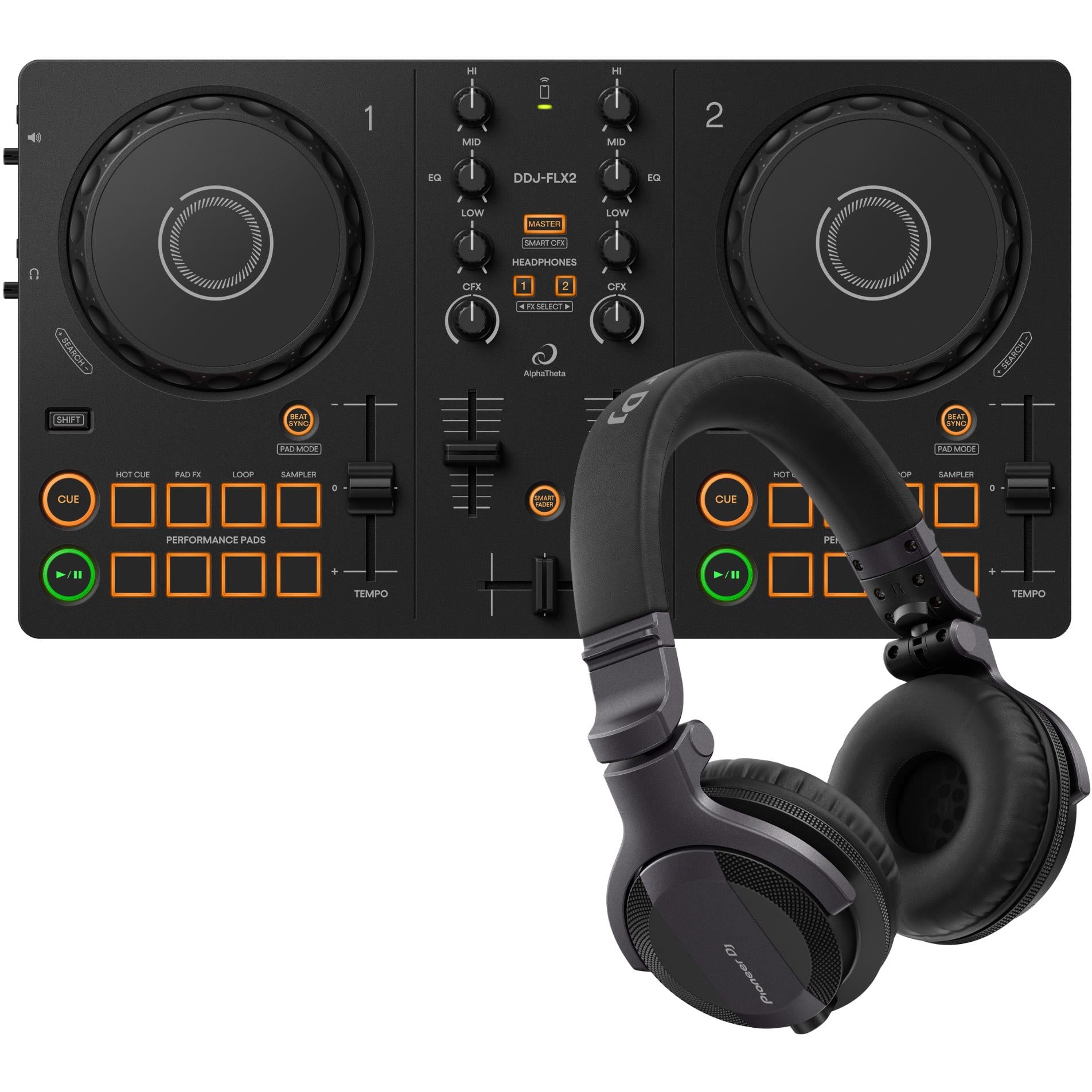 AlphaTheta DDJ-FLX2 DJ Controller & Headphone Pack