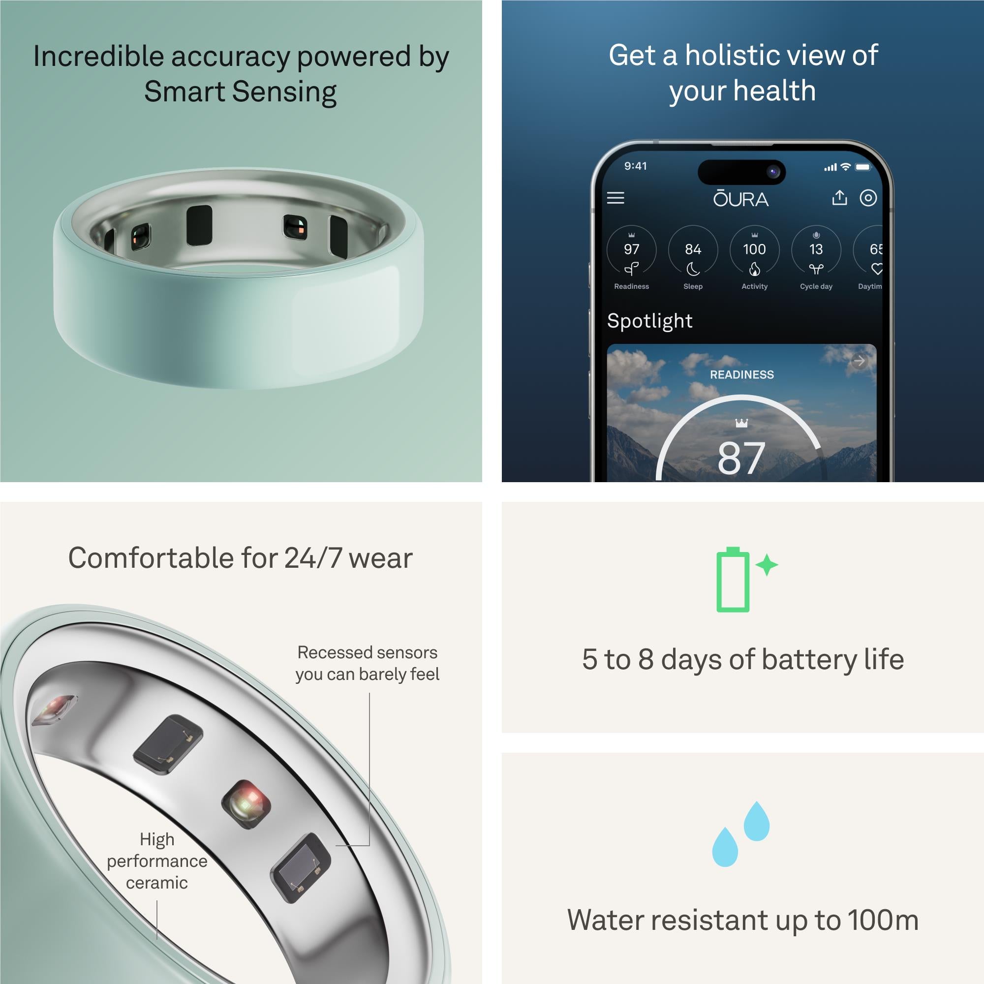 Oura Ring 4 Ceramic [Size 7] (Tide)