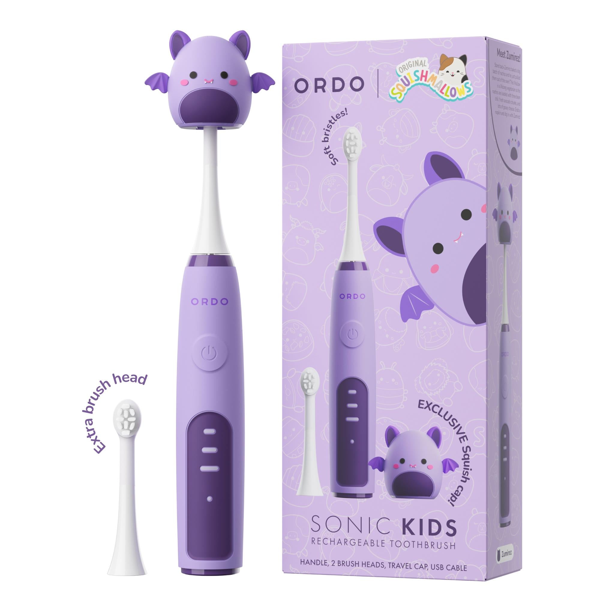 Ordo Sonic Kids Squishmallows Rechargeable Electric Toothbrush (Squish Zumirez)