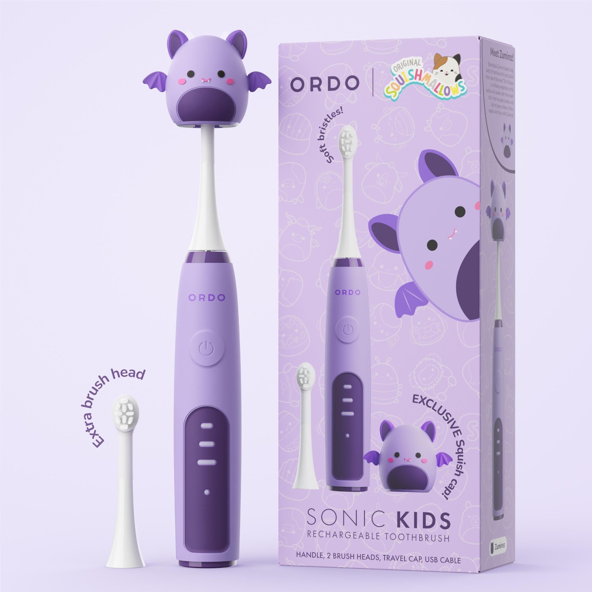 Ordo Sonic Kids Squishmallows Rechargeable Electric Toothbrush (Squish Zumirez)