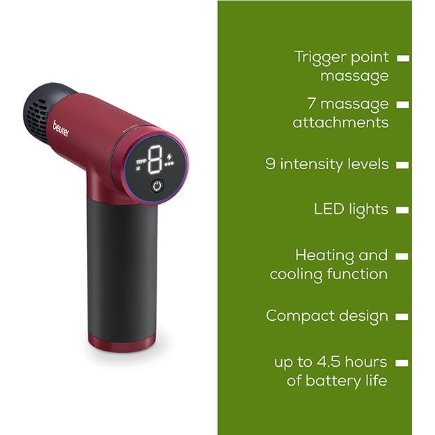 Beurer MG195 Hot & Cold Deep Tissue Massage Gun (Ripe Cherry Limited Edition)