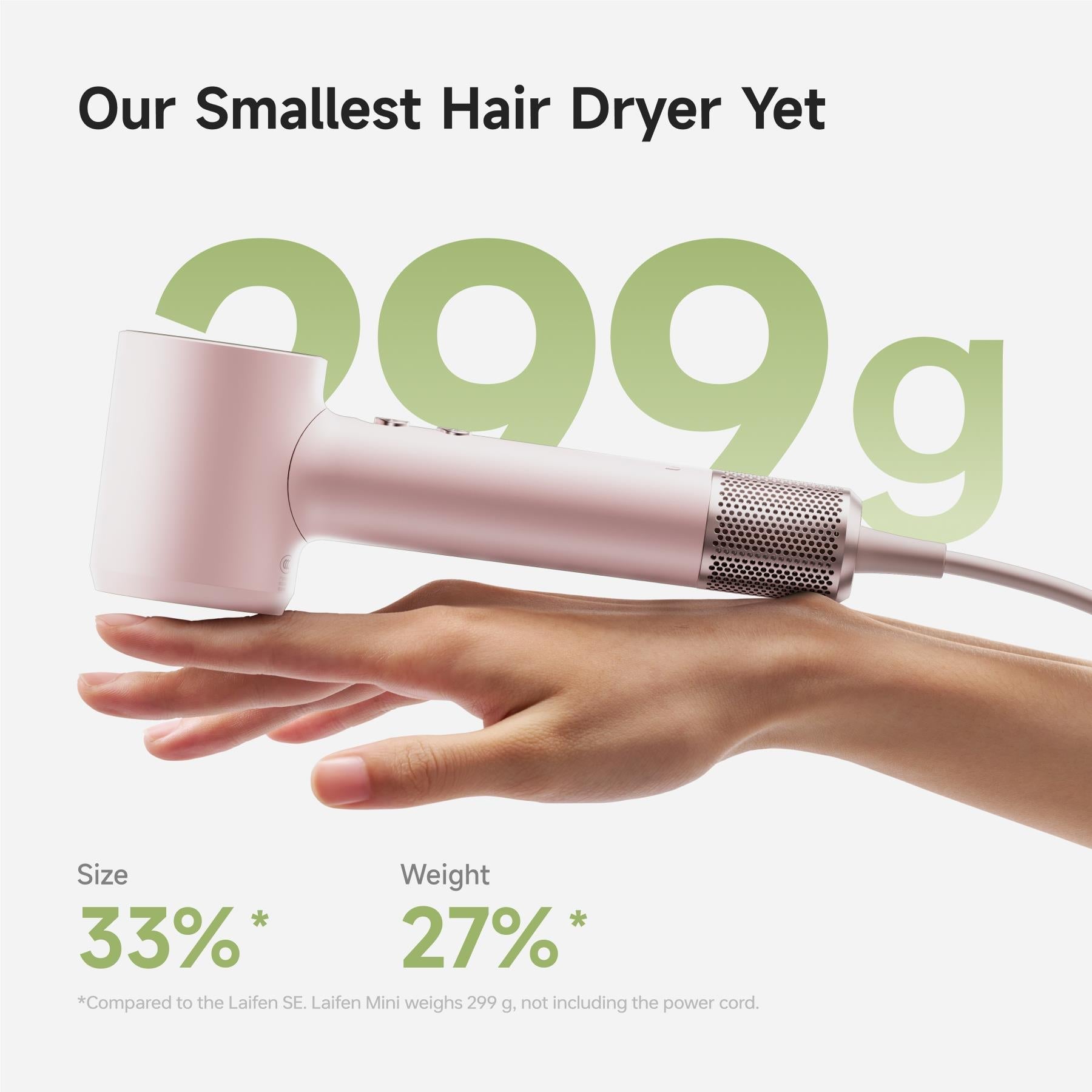 Laifen Mini High Speed Hair Dryer (Coral Pink)