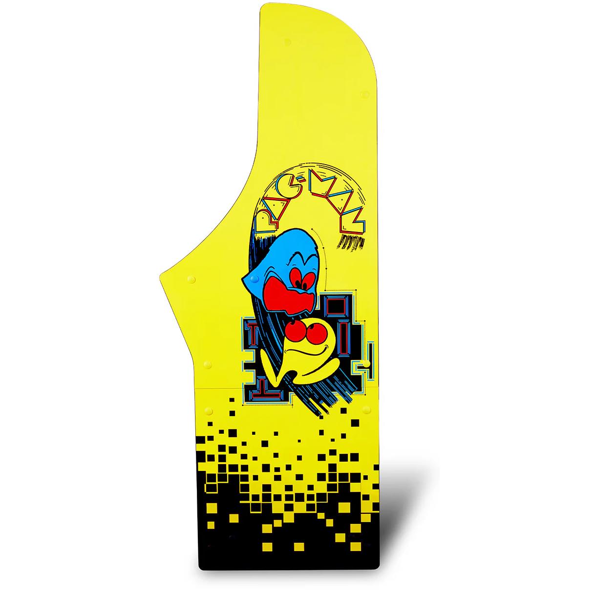 Yellow PAC-MAN stand-up arcade cabinet side panel with character graphics