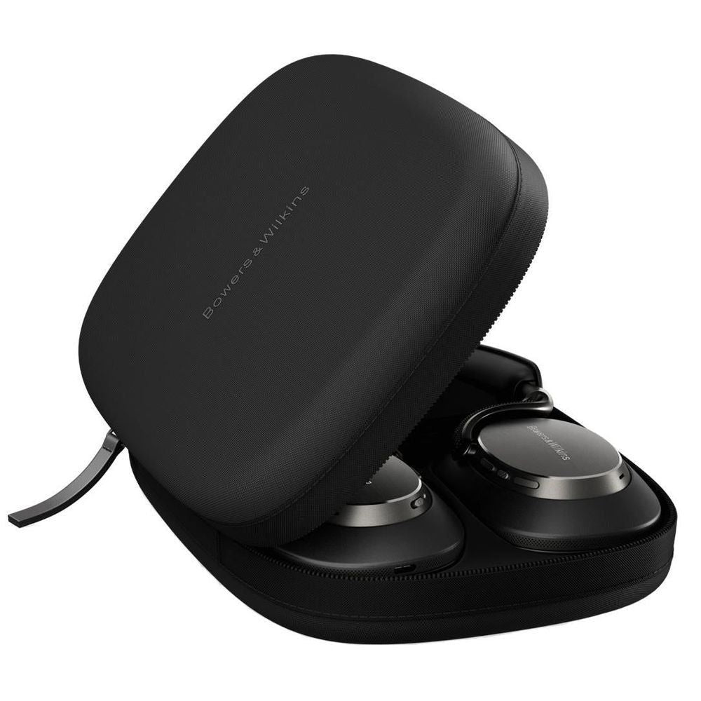 Onyx black over-ear headphones in a carrying case