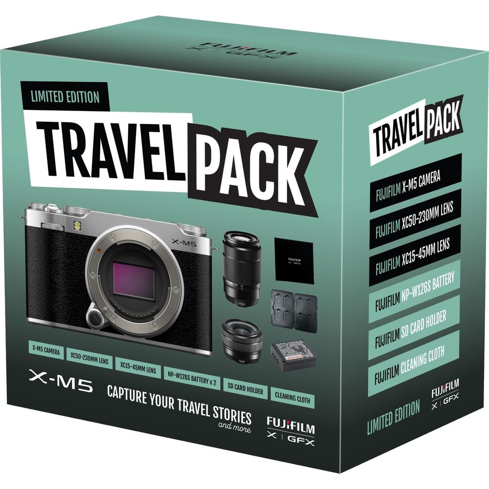 Fujifilm X-M5 Mirrorless Camera Twin Lens Limited Edition Travel Pack (Silver)