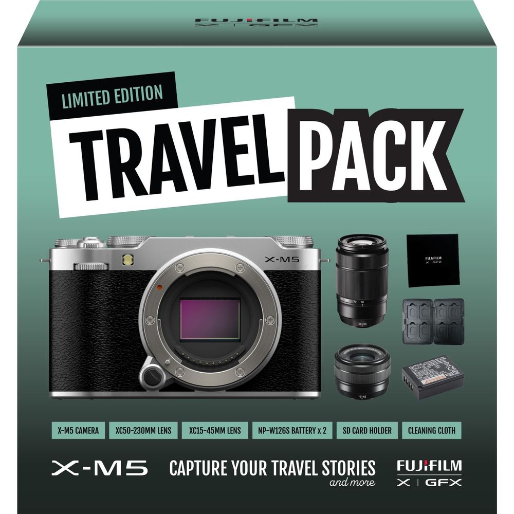 Fujifilm X-M5 Mirrorless Camera Twin Lens Limited Edition Travel Pack (Silver)