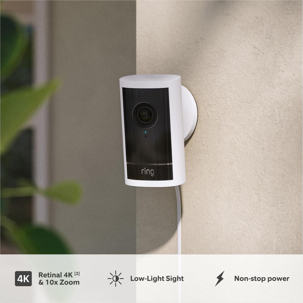 Ring Outdoor Cam Pro Plug-In Security Camera (White)