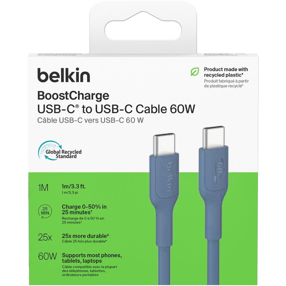Belkin BoostCharge USB-C 60W 2.0 PCR Cable [1m] (Blue)